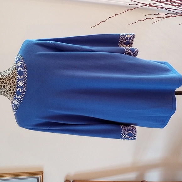 Bob Mackie Embellished 3/4 Sleeve Sweater Size:1X Color: Periwinkle - Picture 7 of 13